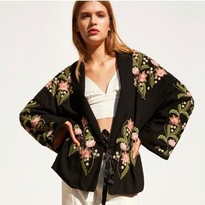 Zara embroidered kimono jacket Clearance